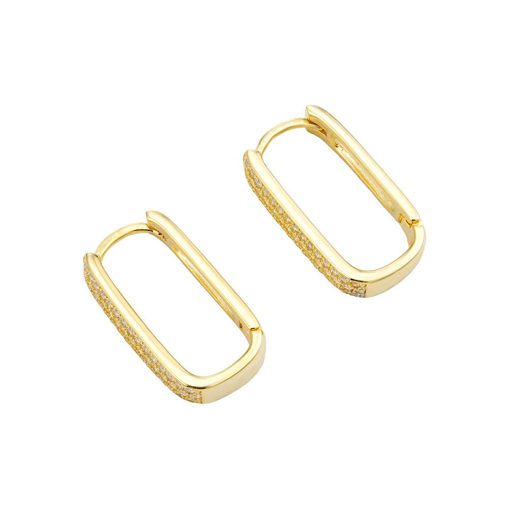 Seol Gold - Pave CZ Rectangle Hoops