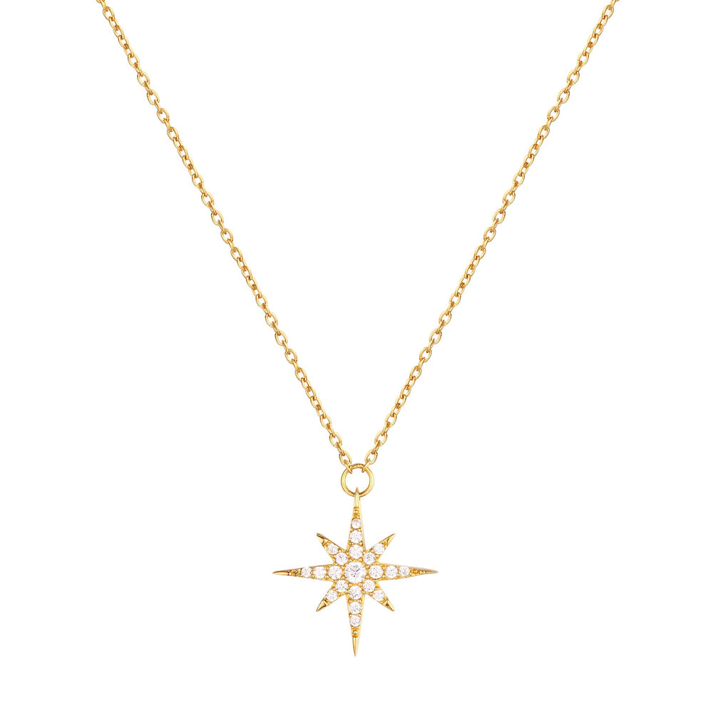 Pave CZ North Star Pendant Necklace