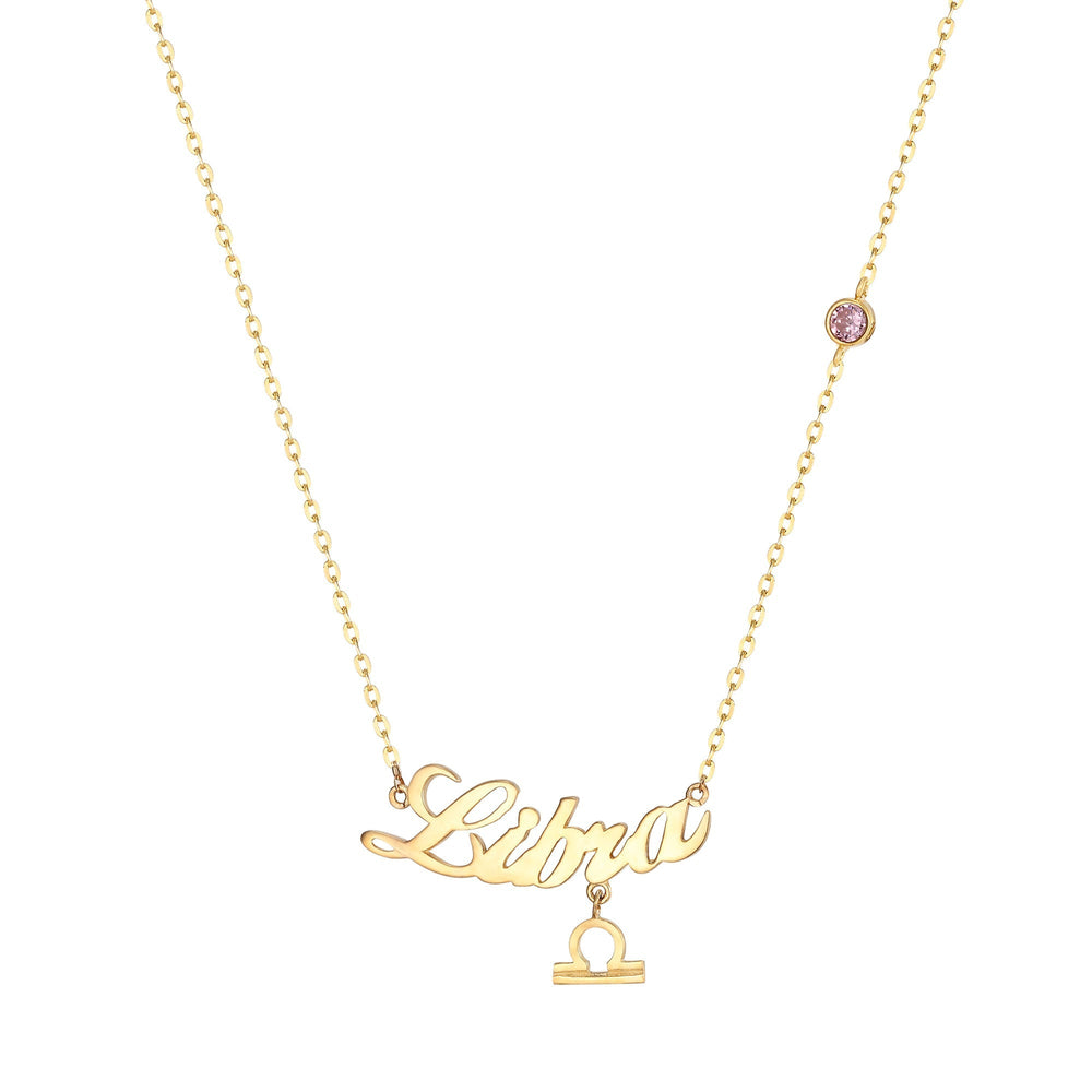9ct gold Libra star sign necklace - seolgold