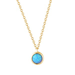 Opal Bezel Charm Pendant Necklace - seol-gold