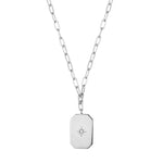 Sterling Silver CZ Tag Necklace