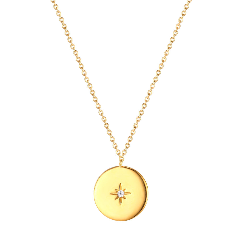 Star Medallion Necklace - seol-gold - gold coin necklace