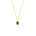 18ct Gold Vermeil Emerald CZ Oval Stone Necklace