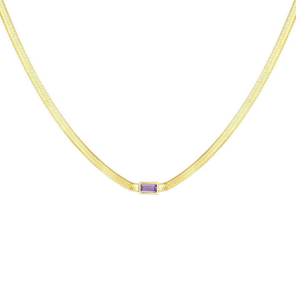 Amethyst CZ Snake Chain Necklace
