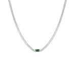 Sterling Silver Emerald CZ Snake Chain Necklace
