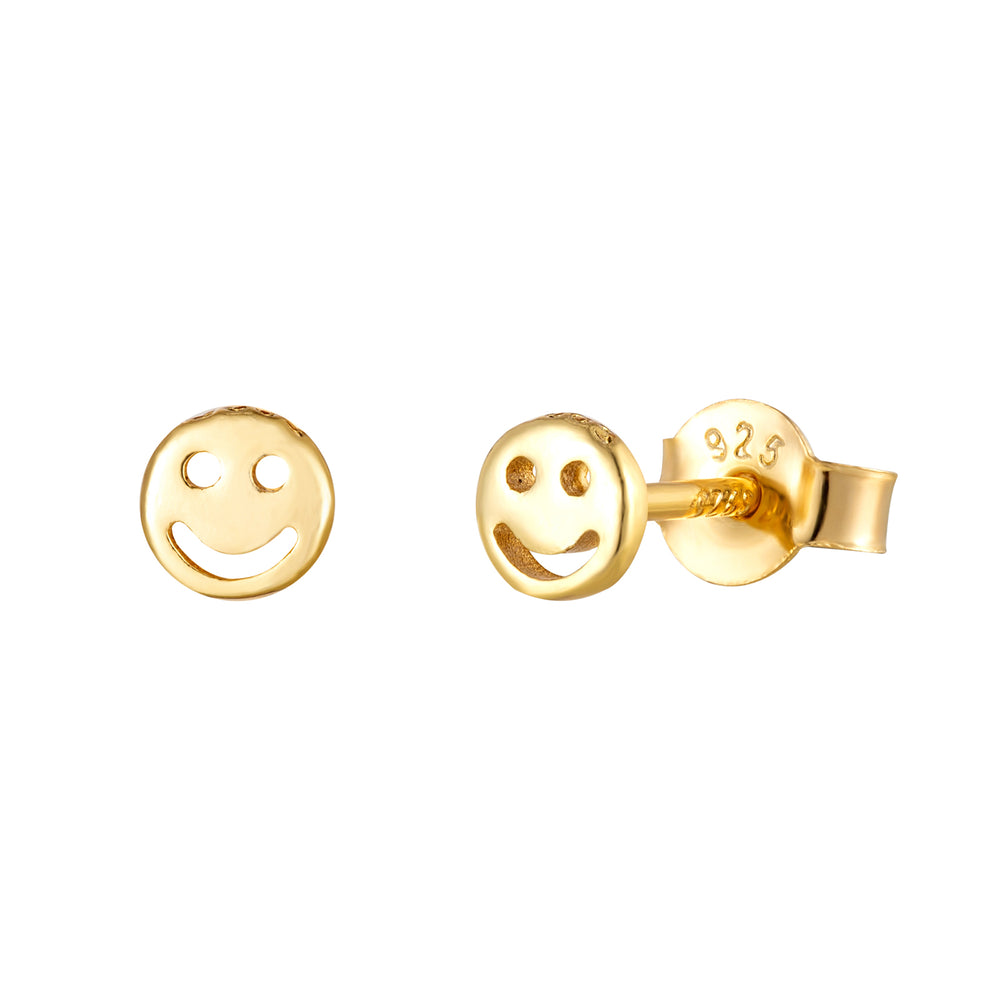18ct Gold Vermeil Smile Face Stud Earring
