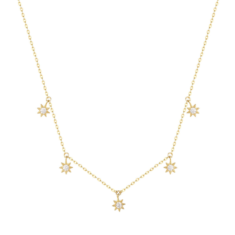 9ct Solid Gold CZ Star Necklace