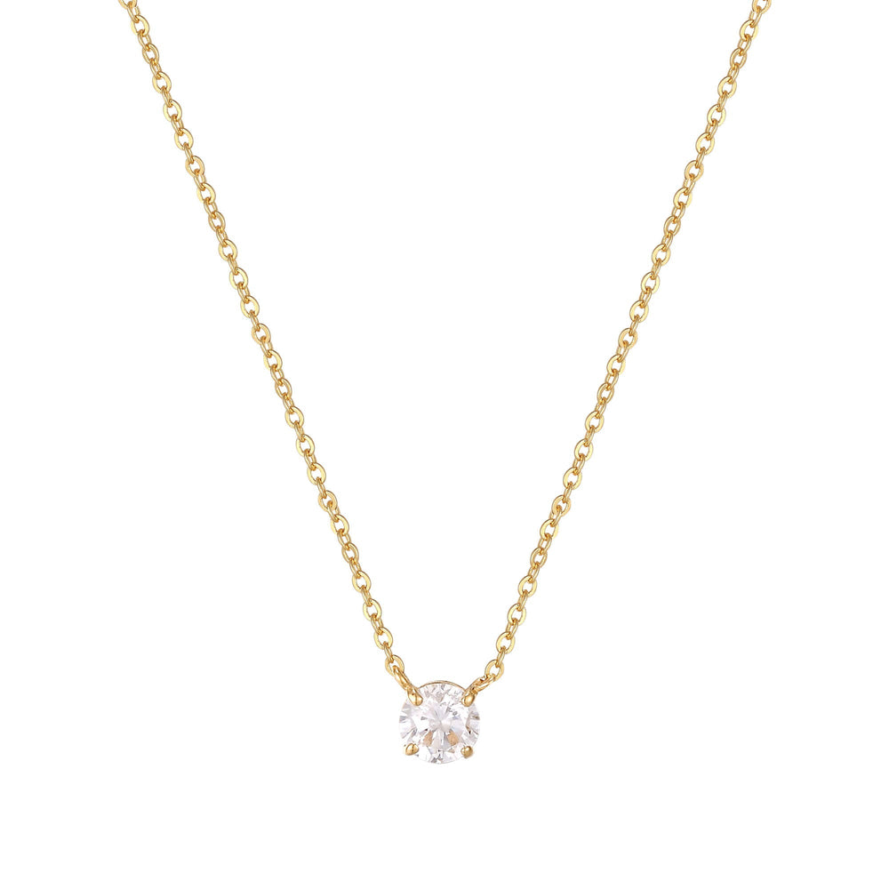 9ct Solid Gold Solitaire CZ Necklace