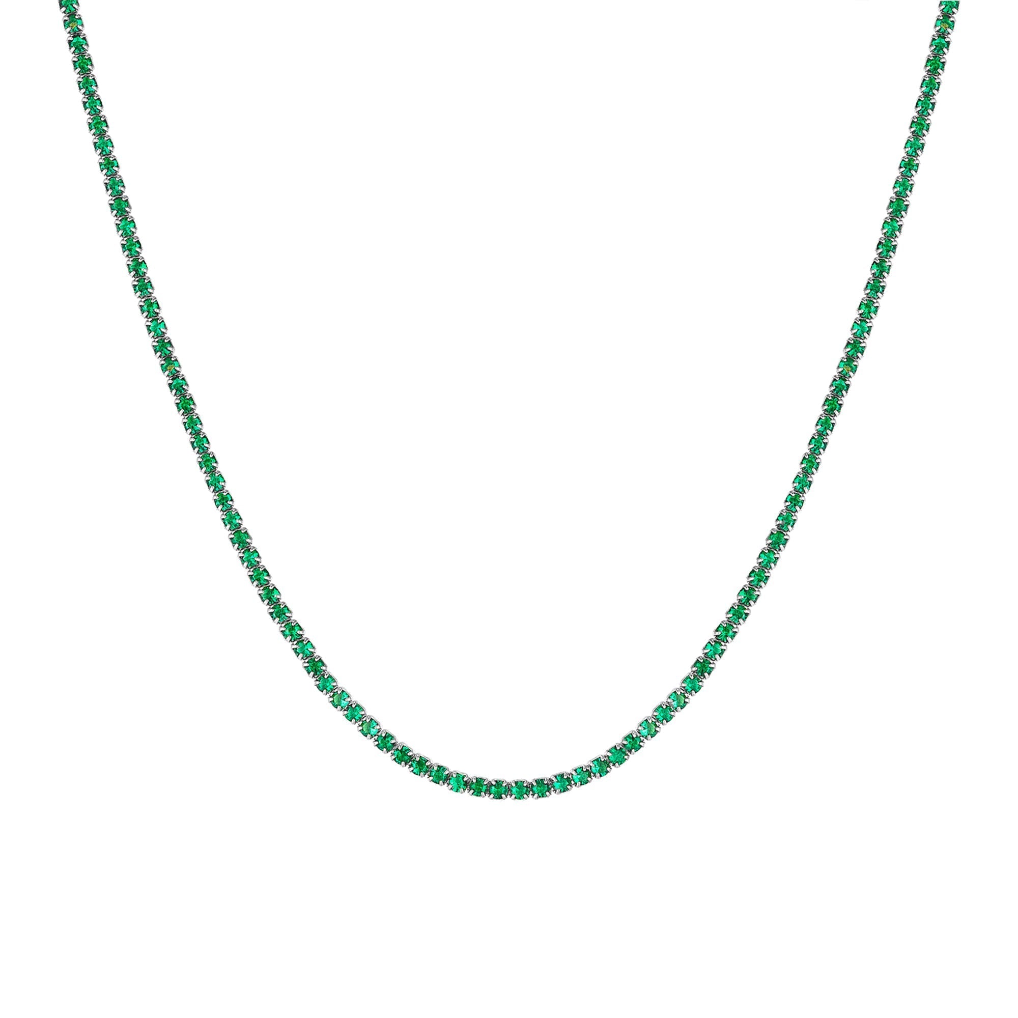 Sterling Silver Emerald CZ Tennis Choker1