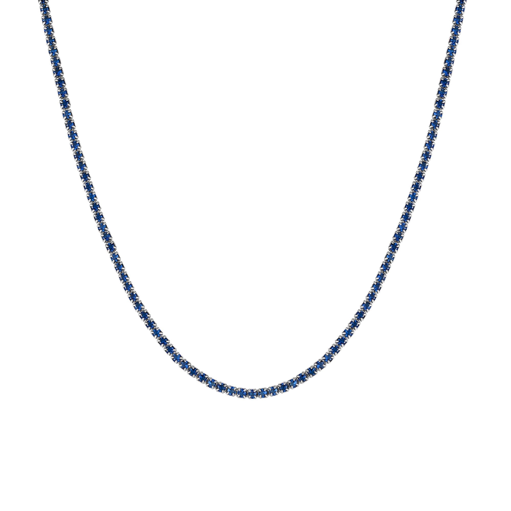 Sterling Silver Sapphire CZ Tennis Choker - Main Image