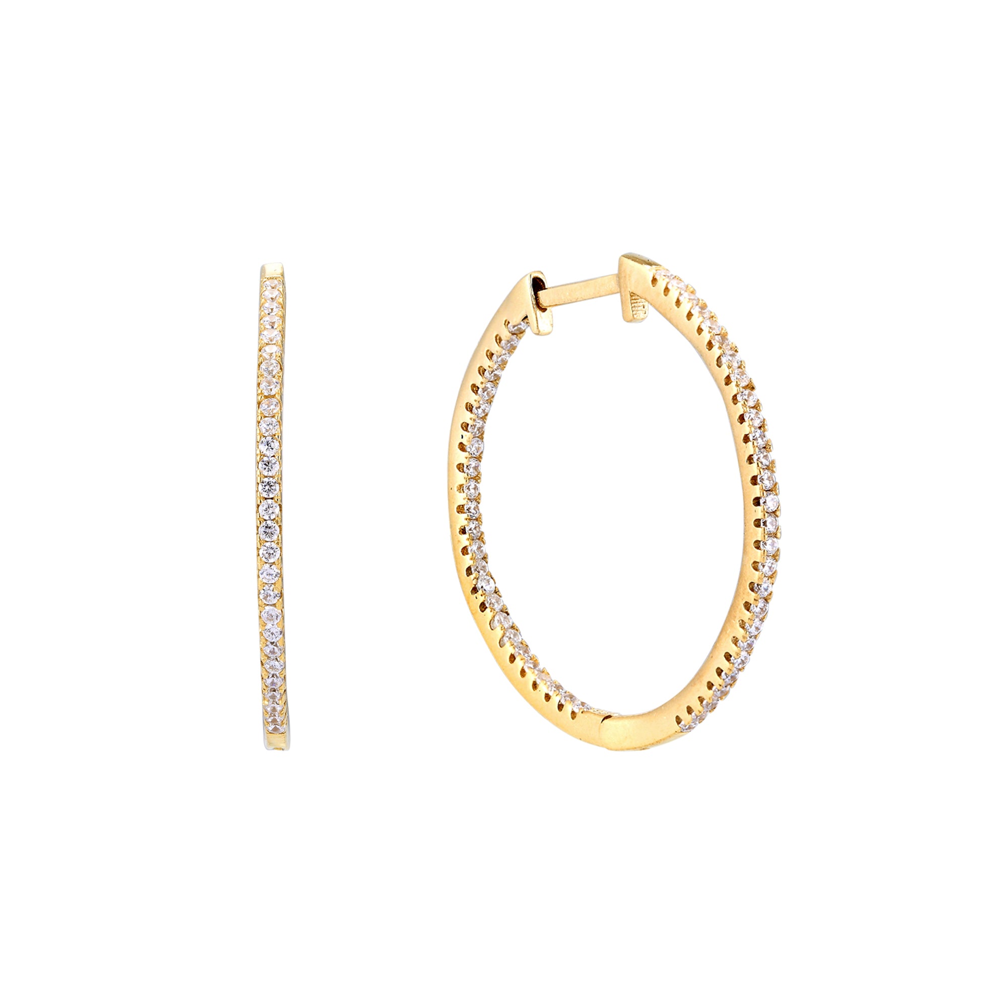  CZ Studded Hoop Earrings - seol gold