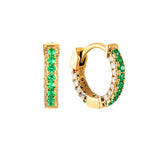 18ct Gold Vermeil Pave Emerald CZ Hoops