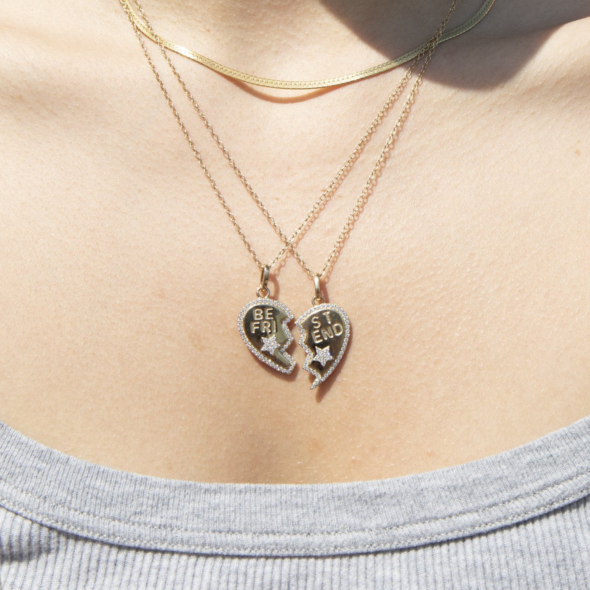 Best Friend split heart necklace - seol gold