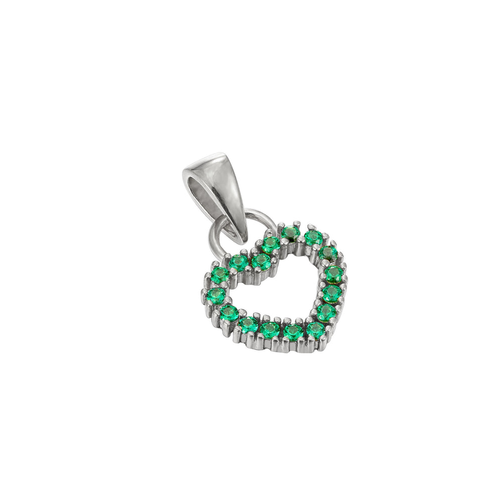 Sterling Silver Emerald Heart Charm