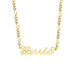 18ct Gold Vermeil Script Name Figaro Necklace