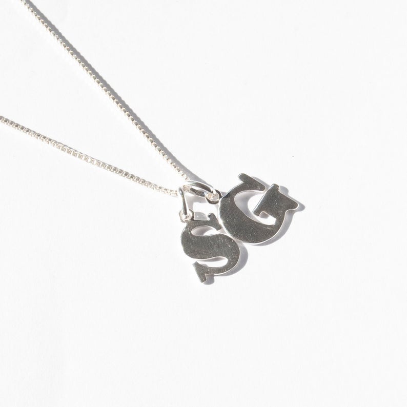 Sterling Silver Initial Letter Charm Pendant