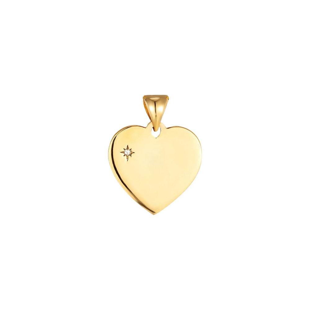 18ct Gold Vermeil Engravable Heart CZ Disc Pendant