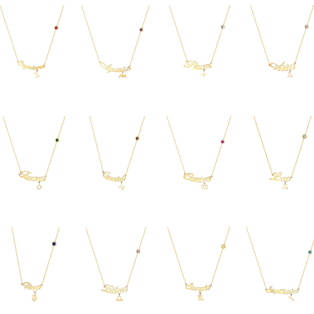 9ct Solid Gold Zodiac Star Sign Necklace