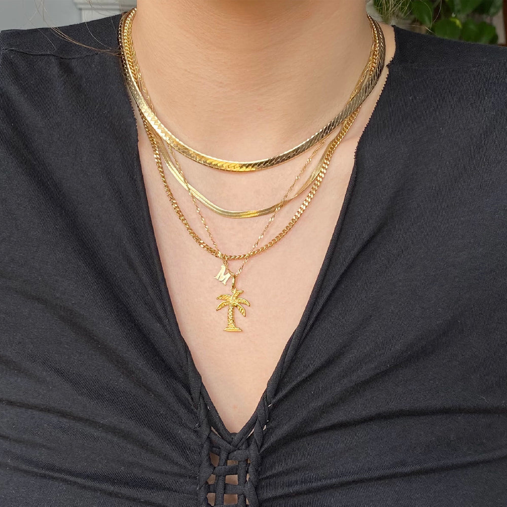 gold - palm tree necklace - seolgold