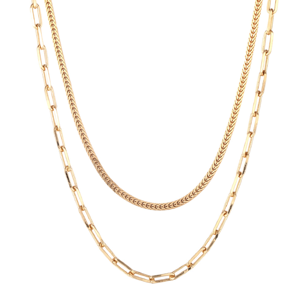 18ct Gold Vermeil Flat Snake & Cable Chain Set