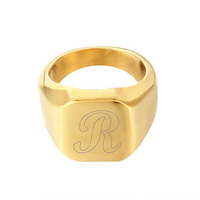 engravable square signet ring - seolgold