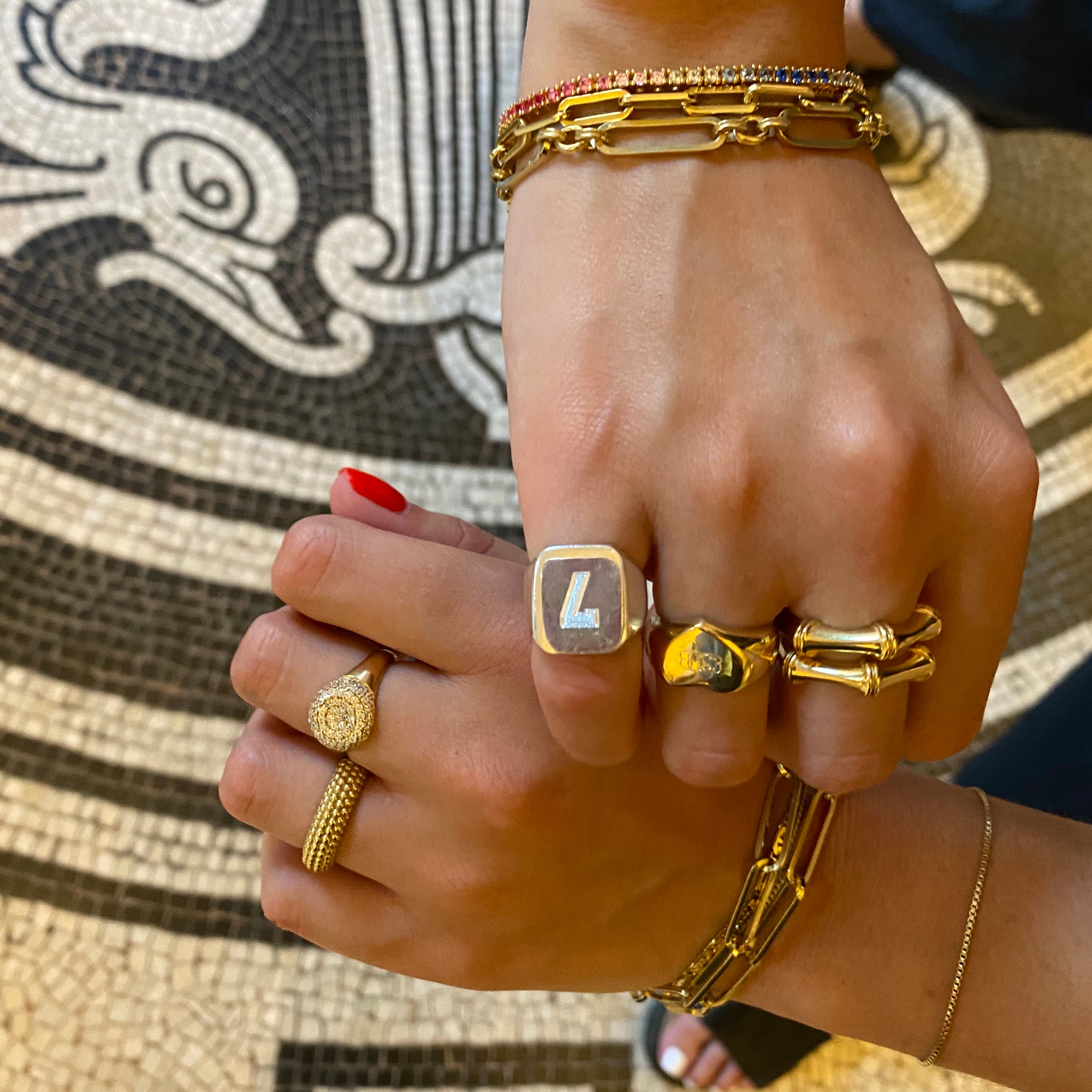 18ct Gold Vermeil Engravable Square Signet Ring