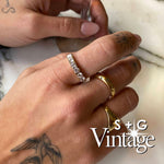 Vintage 9ct Solid Gold CZ Half-eternity Ring