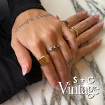 Vintage 9ct Solid Gold Garnet & CZ Ring - seolgold